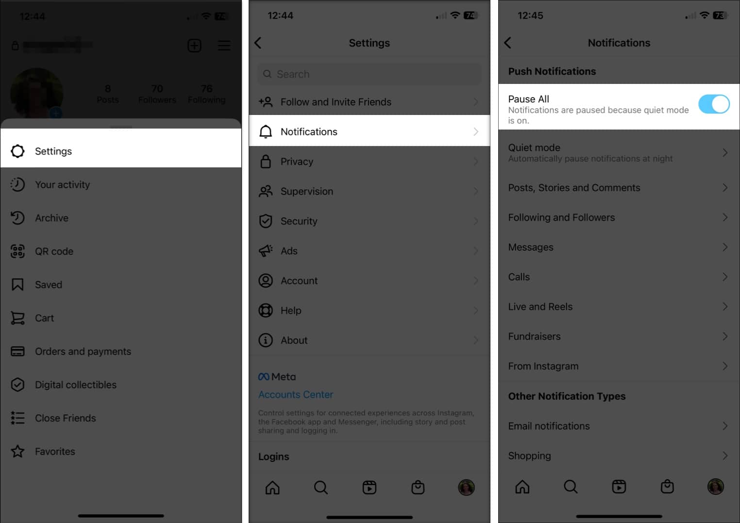 Go to Settings Notifications youll also notice that the Pause All toggle