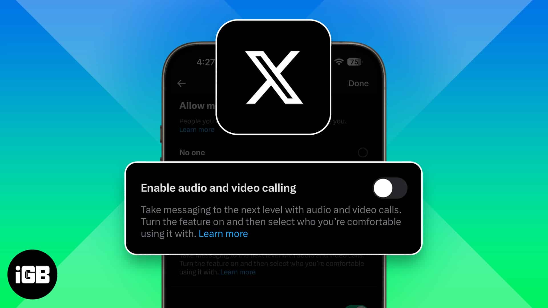 How to turn off audio and video calls on X