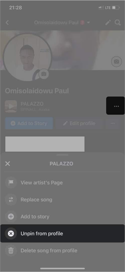 How to unpin a song from your Facebook Profile