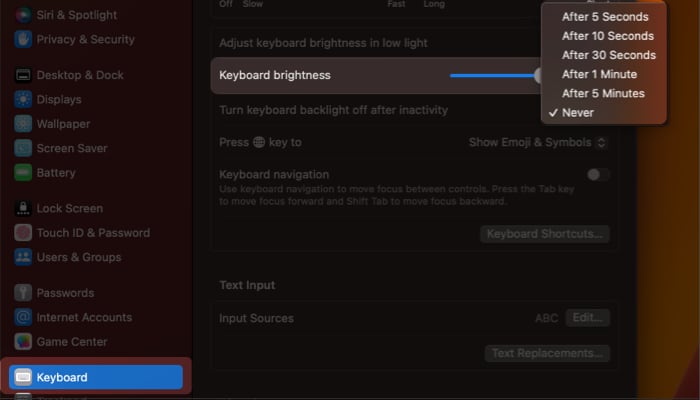 Keyboard Brightness