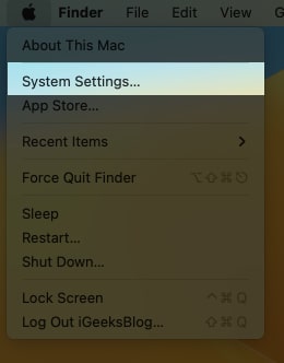 Open System Settings on your Mac