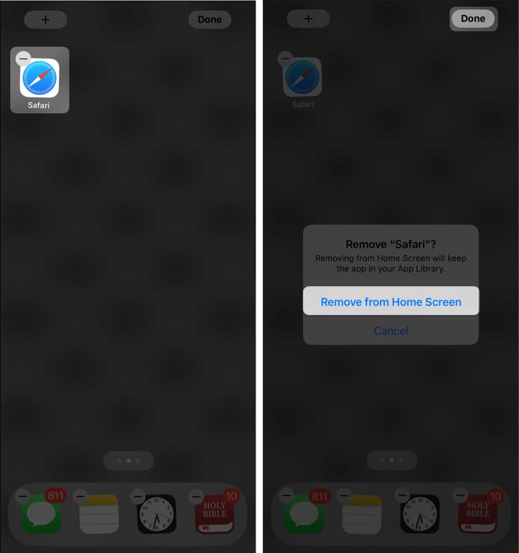 Remove Safari app from Home Screen