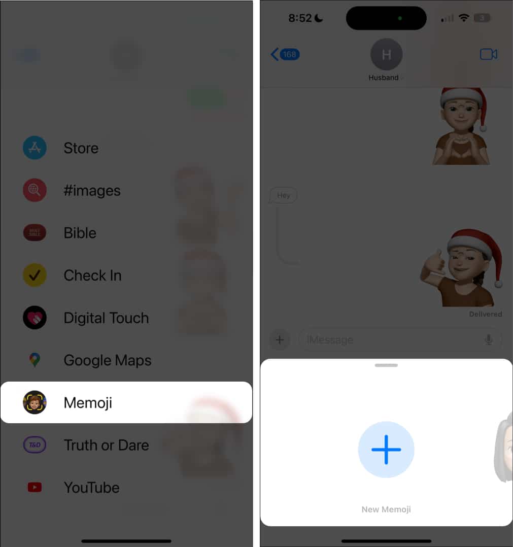 Pilih Memoji dan Ketik Baharu