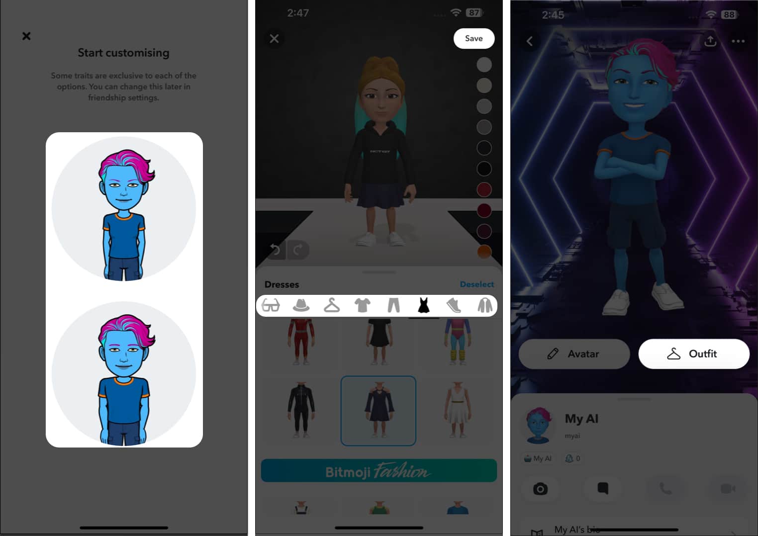 Select gender edit avatar tap save