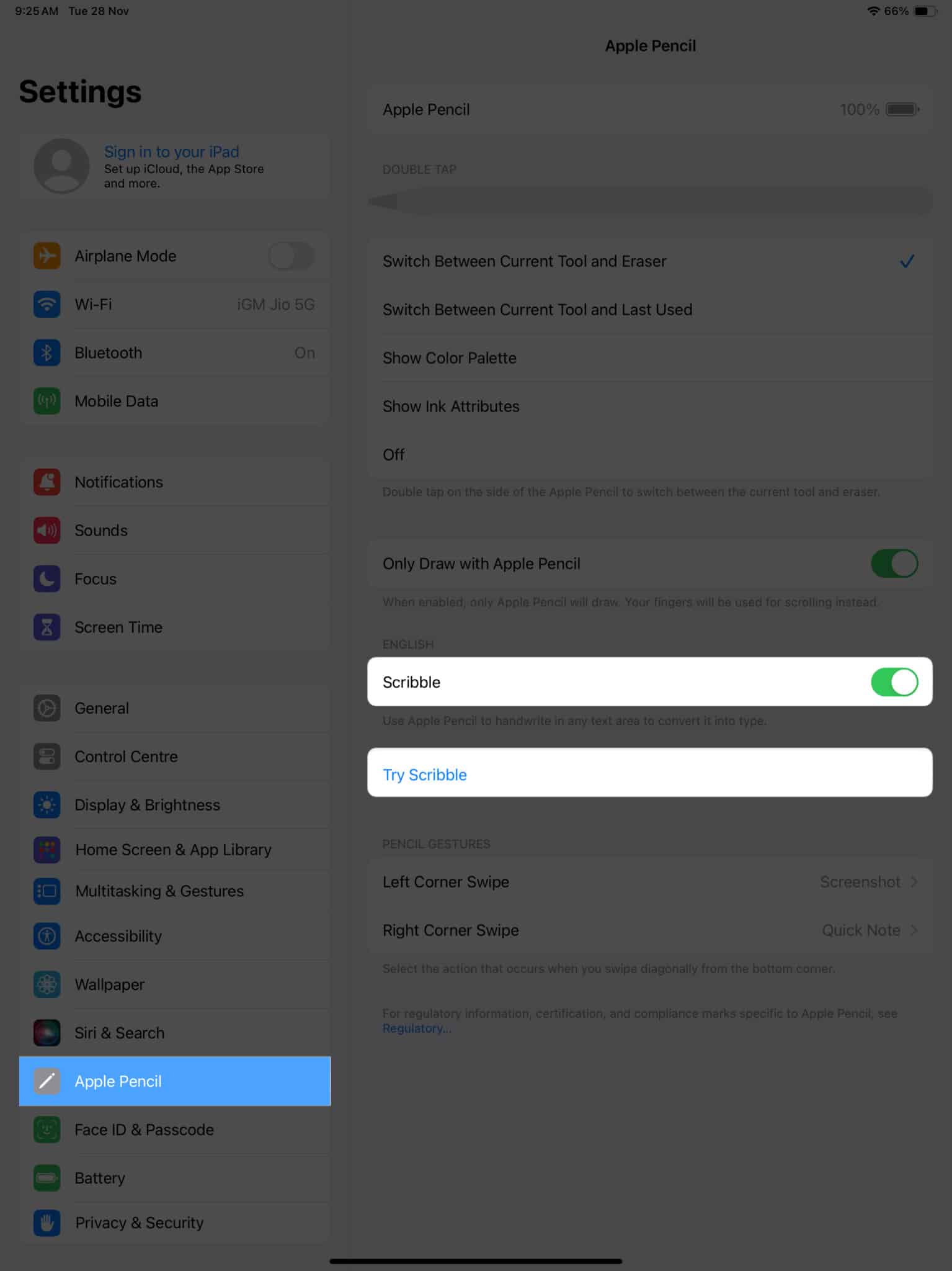 Turn on scribble and try scribble under apple pencil option