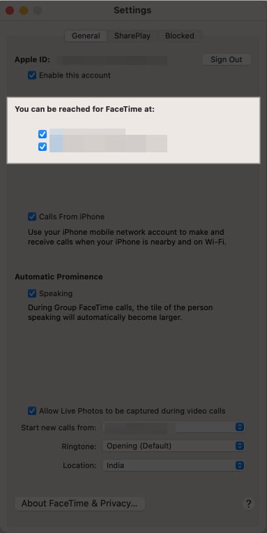 You’ll be displayed the FaceTime IDs beneath You can be reached for FaceTime at
