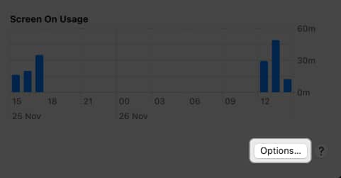 click options in battery settings