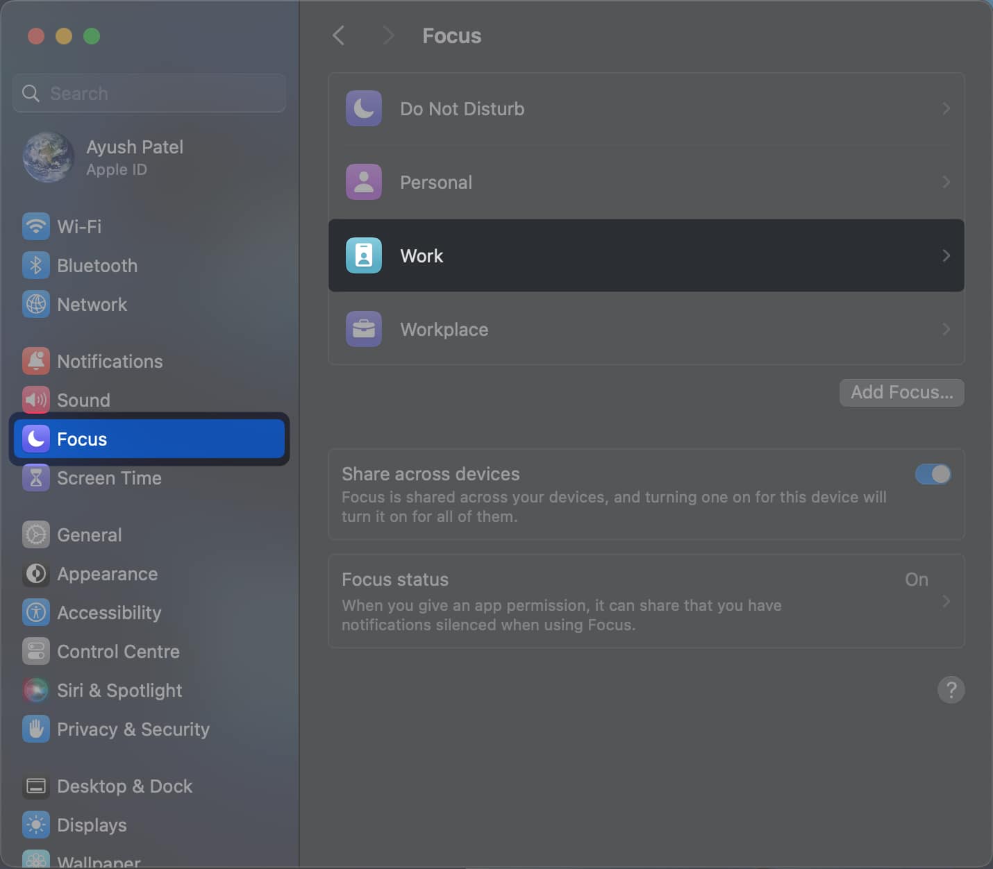 select a focus mode