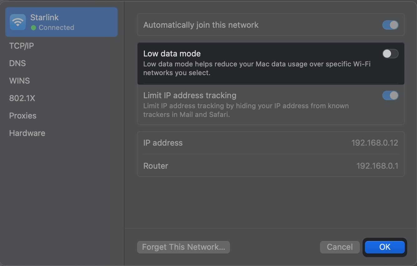 turn off low data mode