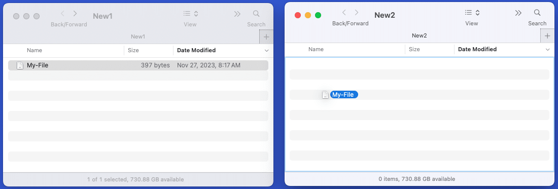 Salin fail dan folder menggunakan seret dan lepas pada Mac