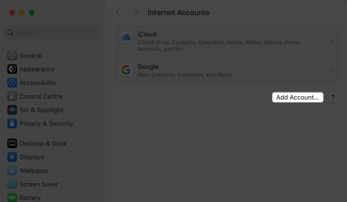 Add account to notes