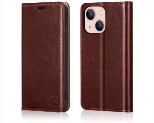 Belemay Case for iPhone 14 Plus Wallet Case-Genuine Leather Flip Phone Case