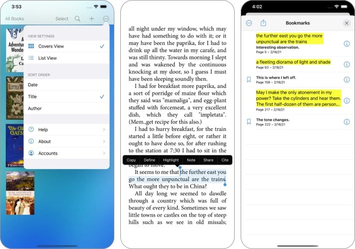 Bluefire Reader ebook app screenshot