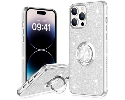 Bostone Protective Case with Ring Holder Stand for iPhone 14 Pro and iPhone 14