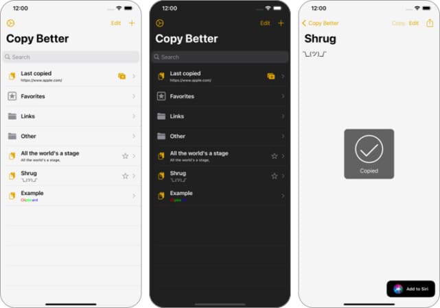 Copy Better iPhone clipboard manager app