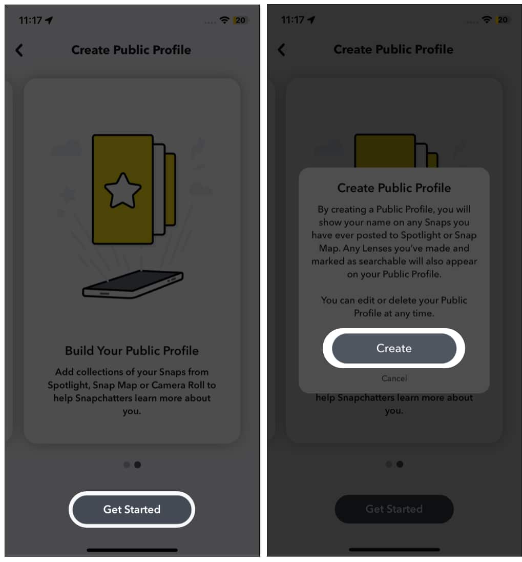 Create Public Profile on Snapchat from iPhone