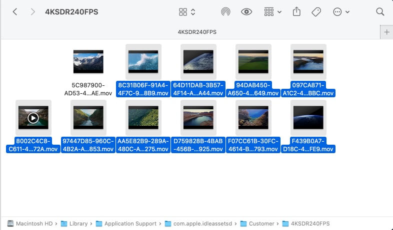Az összes macOS Sonoma háttérkép törléséhez törölje az összes mappát