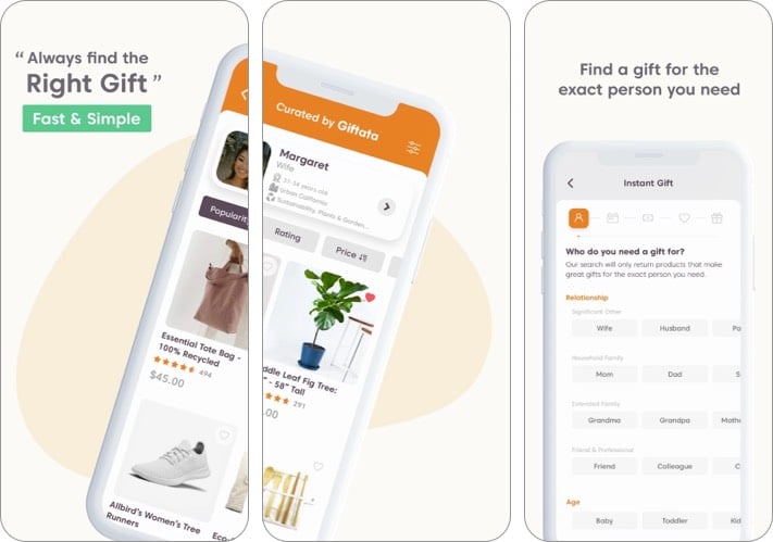 Best gift giving apps for iPhone to show your care Giftata gift giving iPhone and iPad app screenshot