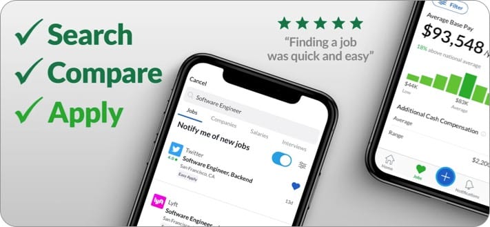 Glassdoor job search apps for iPhone screenshot