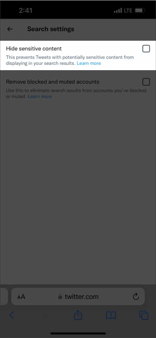 How to enable Sensitive Content in Search settings on Twitter