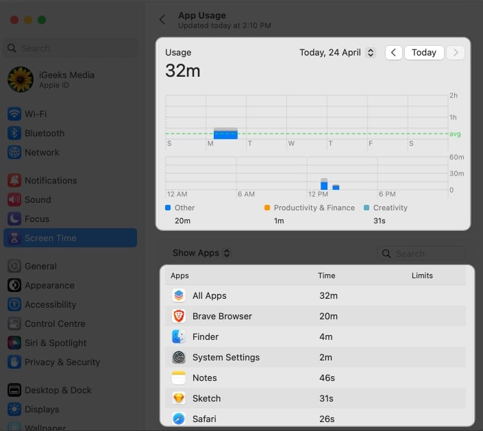 Monitor your device usage in settings
