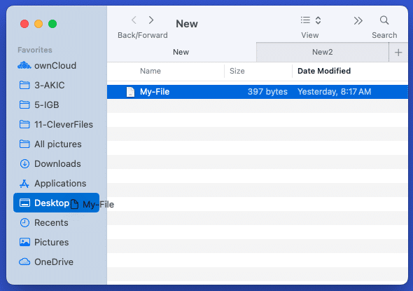 Move files and folders using sidebar
