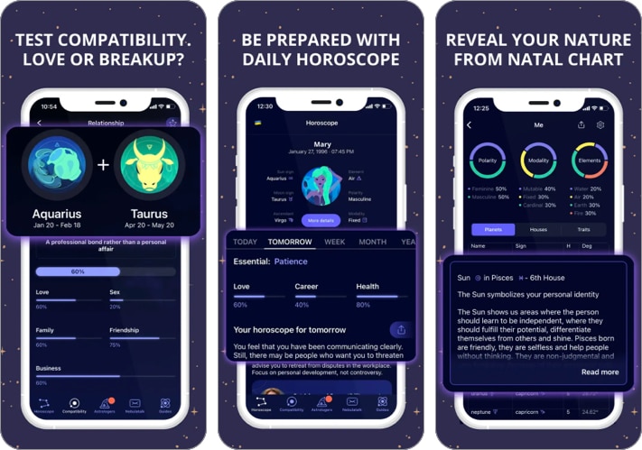 Nebula Horoscope app for iPhone