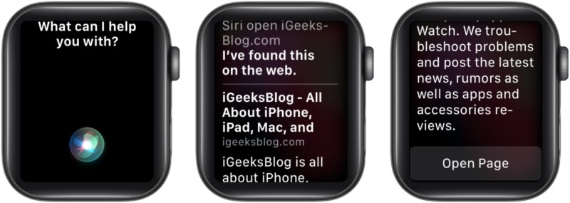 Open Safari browser on Apple Watch using Siri