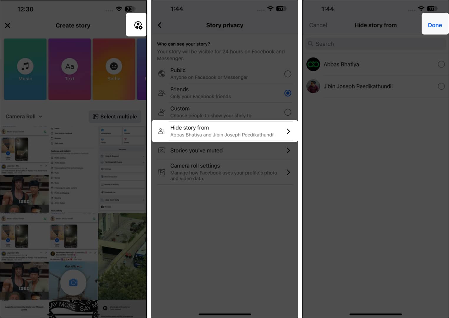 Open settings go to hide story from uncheck accounts select done