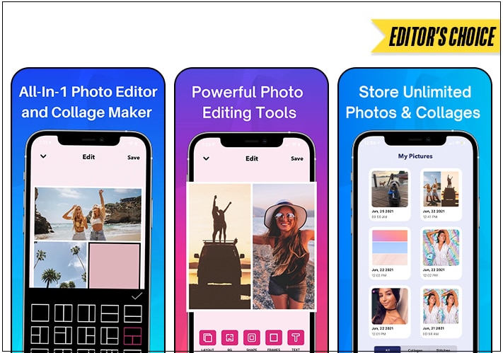 PicMerger Edit Pics Collages app for iPhone