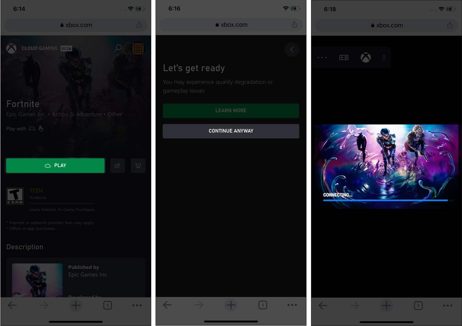 Play Fortnite on iPhone using Xbox Cloud Gaming