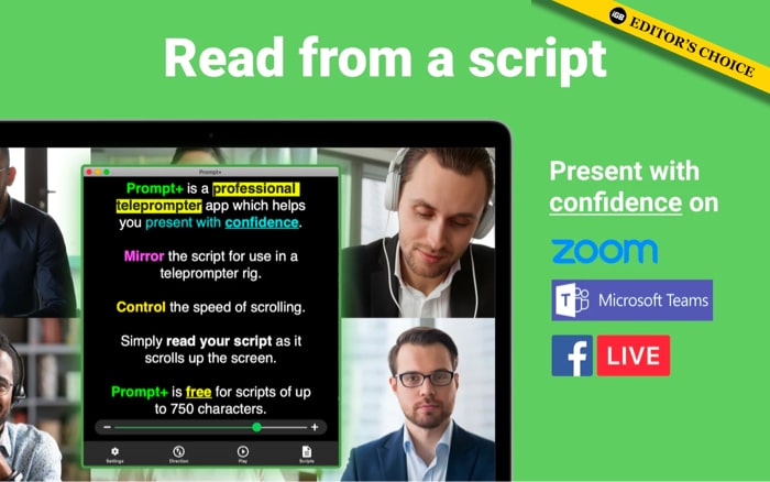 Promt+ Teleprompter app for Mac
