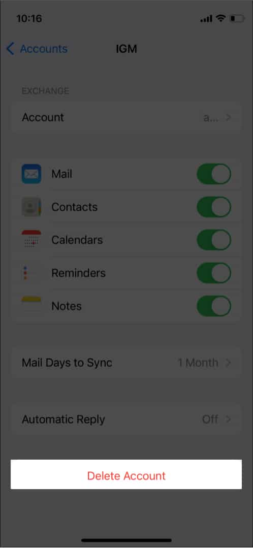 Remove your account from Mail on iPhone