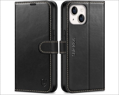 SHEILDON wallet iPhone 14 and iPhone 14 Pro case with stand