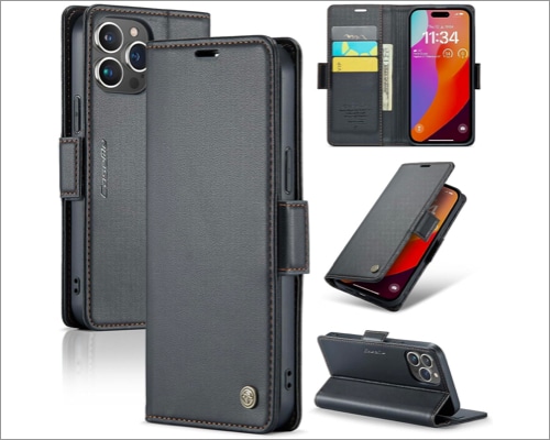 SINIANL Leather for iPhone 15 Pro Max Wallet Case