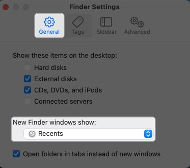 Set a default Finder folder