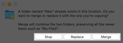 Stop, Replace or Merge folders on Mac