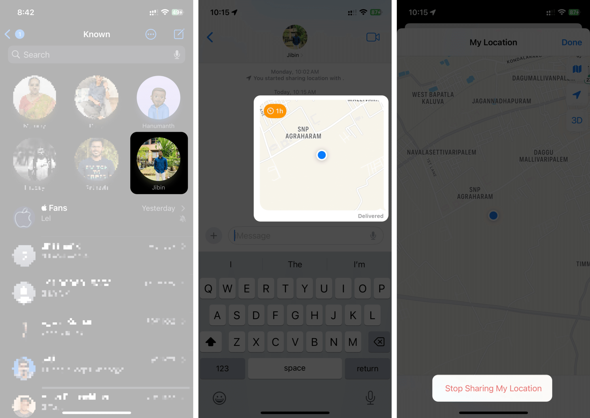 Menghentikan perkongsian lokasi dalam Messages pada iPhone