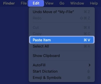 Tap Edit and Select Paste Item