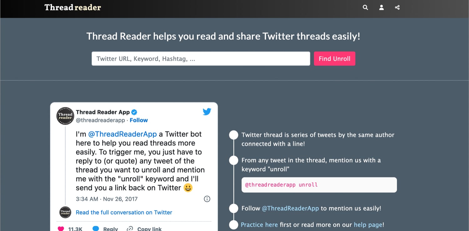 Thread Reader Twitter threads