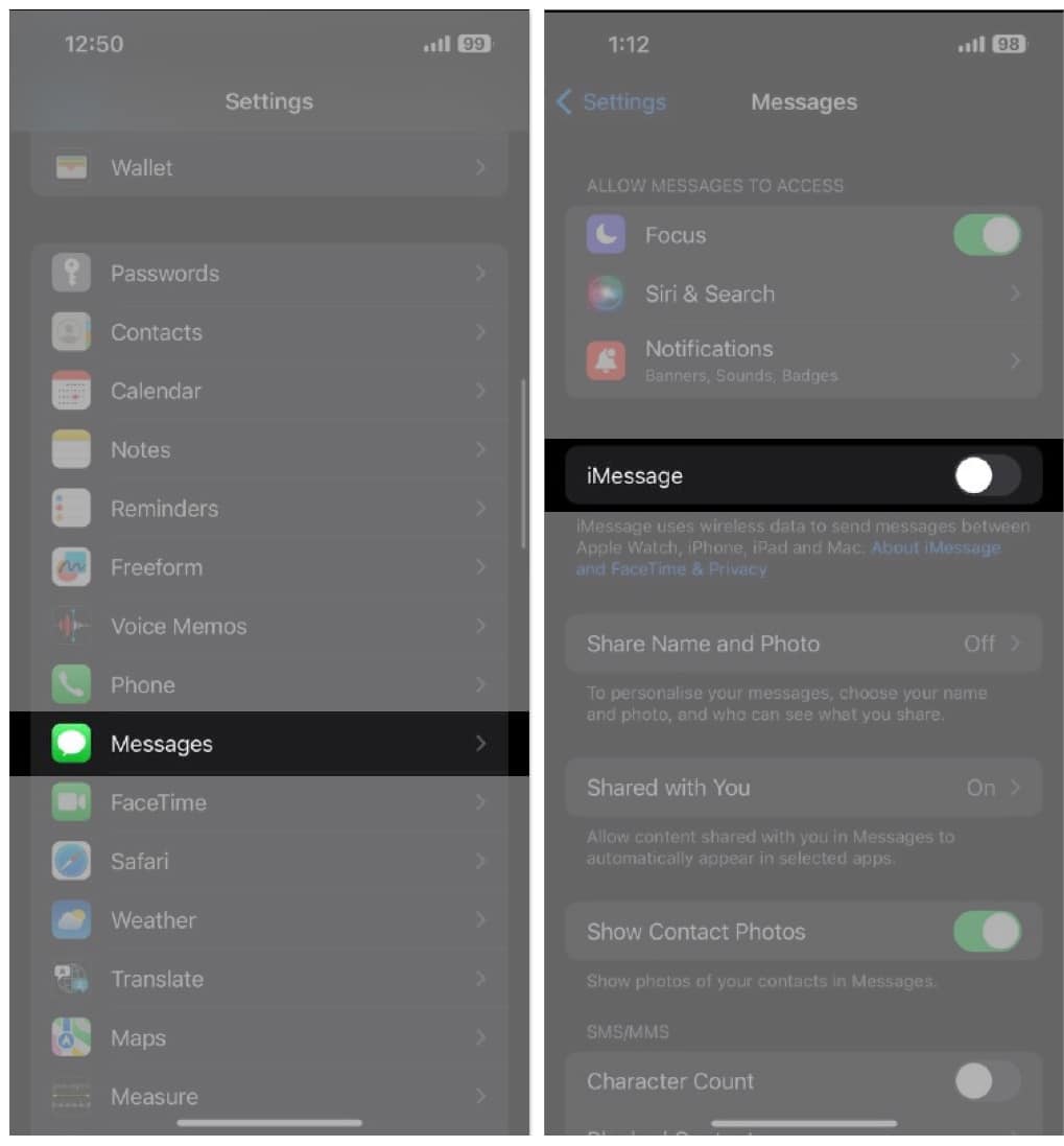 To disable iMessage go to Settings navigate to Messages turn off the iMessage toggle