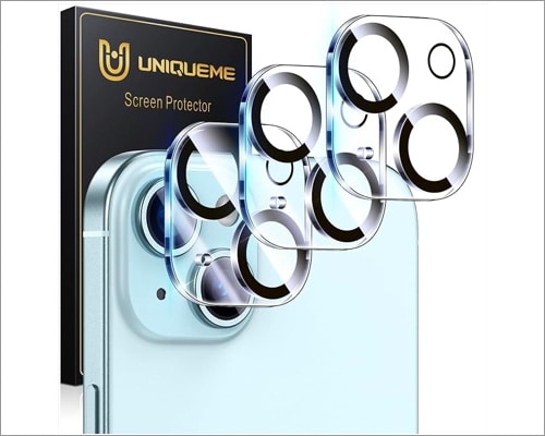 UniqueMe camera lens protectors for iPhone 15 and 15 Plus