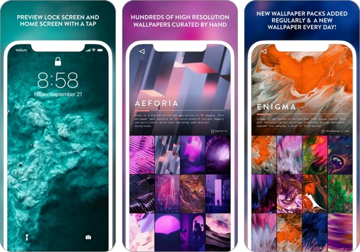 iPhone Vellum Wallpapers app screenshots