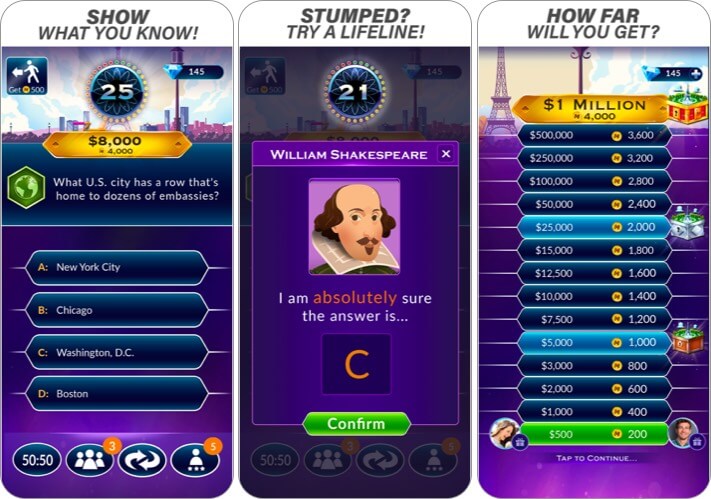 Who Wants to Be a Millionaire iOS Trivia Game Screenshot