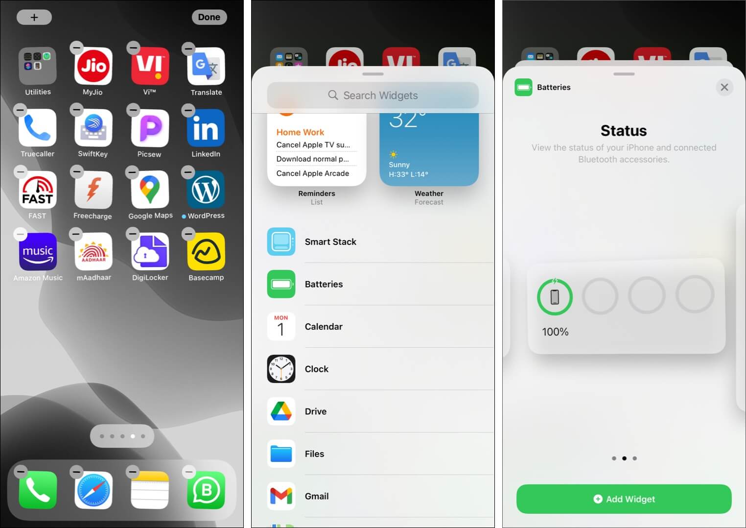 Add widgets to iPhone Home Screen