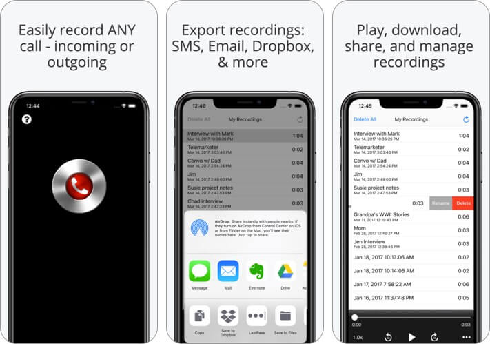 call recorder lite for iphone app screenshot