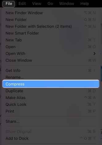click file, select compress in finder