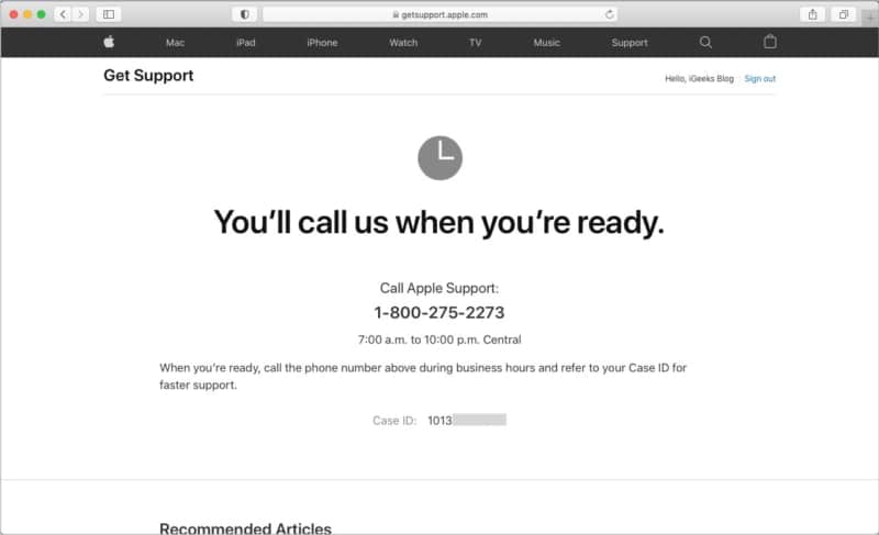 How to call Apple Support or get a callback from them