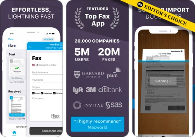 iFax iPhone fax app