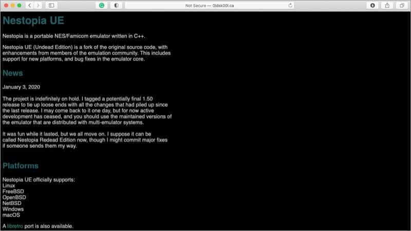 Nestopia UE Mac SNES Emulator Screenshot